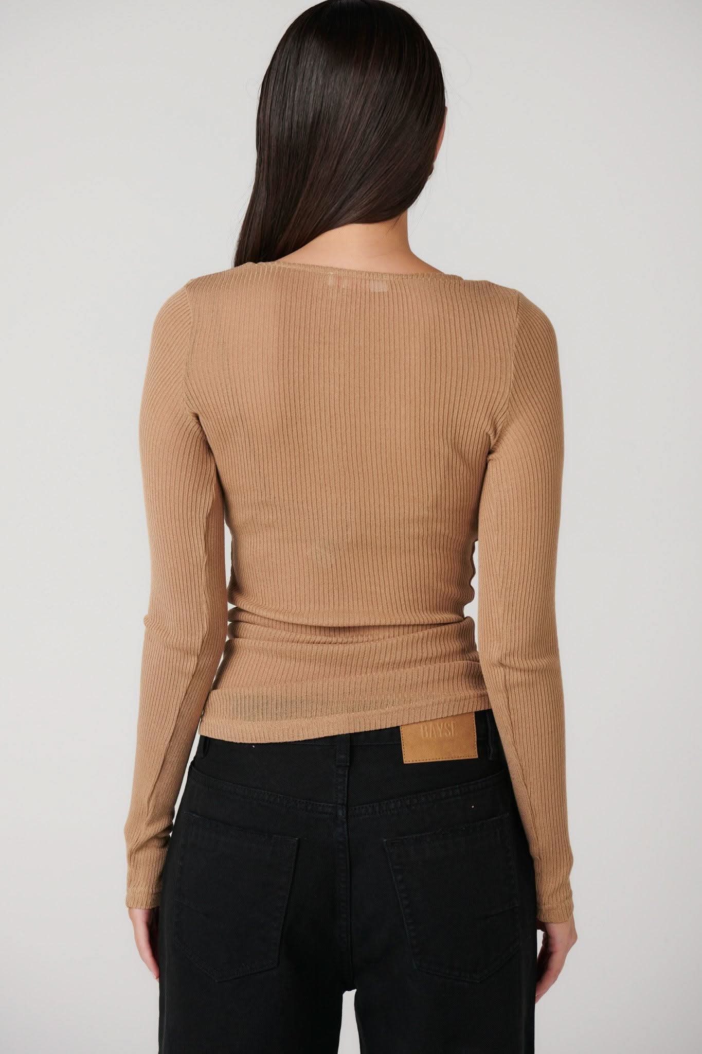BAYSE Bayse Xavier Button Top - Latte BELLA n' BEAR