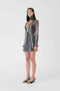 Thumbnail for MISHA COLLECTION Misha Lexter Sequin Mini Dress - Smoke Grey BELLA n' BEAR