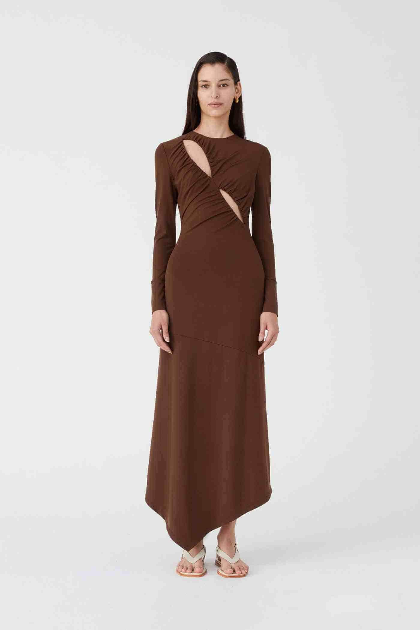 MISHA COLLECTION Misha Barrett Midi Dress - Bitter Chocolate BELLA n' BEAR