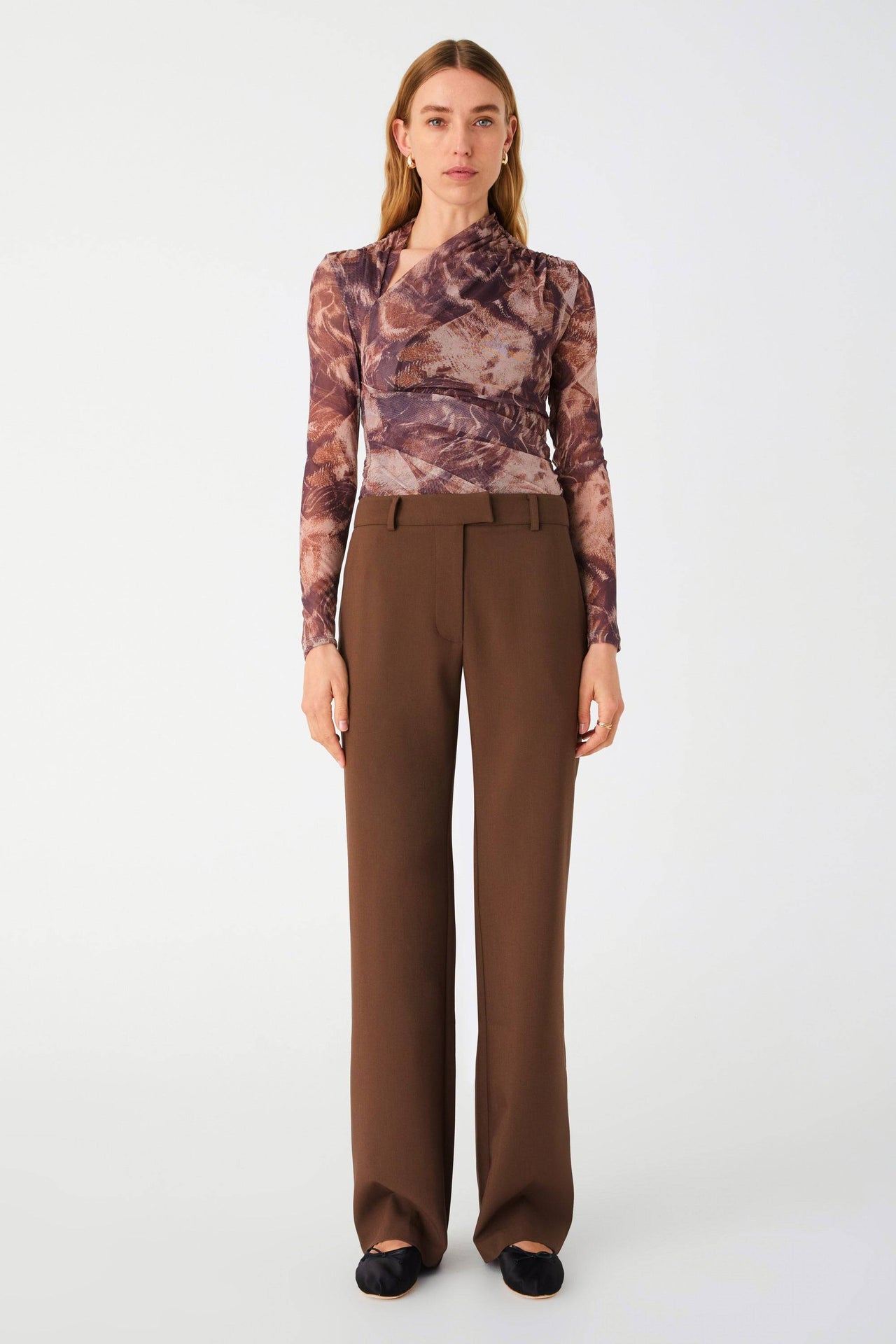 MISHA COLLECTION Misha Collection Kyle Mesh Top - Abstract Dream Print Mocha BELLA n' BEAR