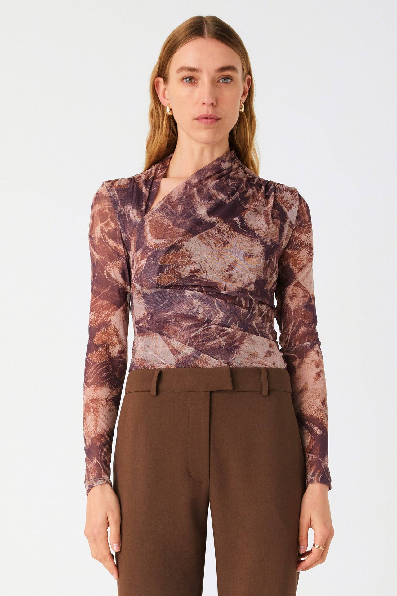 MISHA COLLECTION Misha Collection Kyle Mesh Top - Abstract Dream Print Mocha BELLA n' BEAR