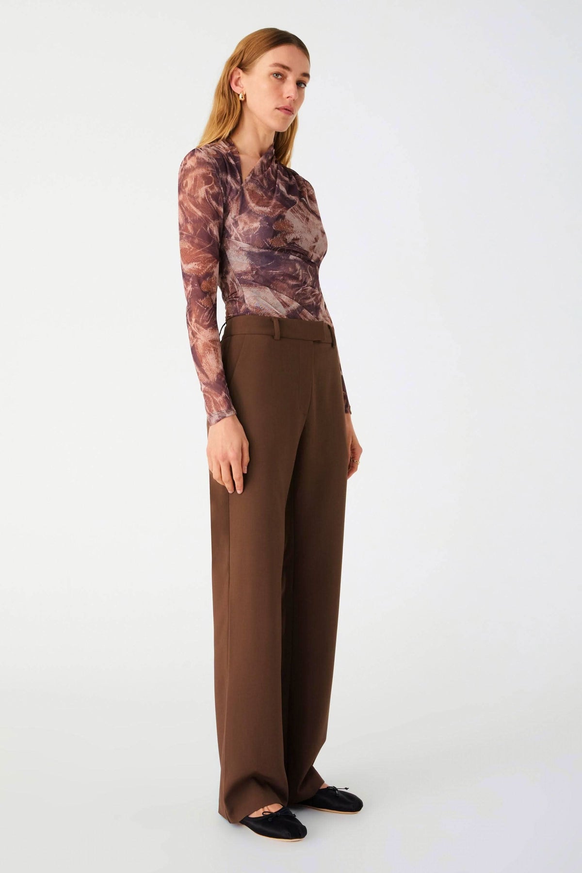 MISHA COLLECTION Misha Collection Kyle Mesh Top - Abstract Dream Print Mocha BELLA n' BEAR