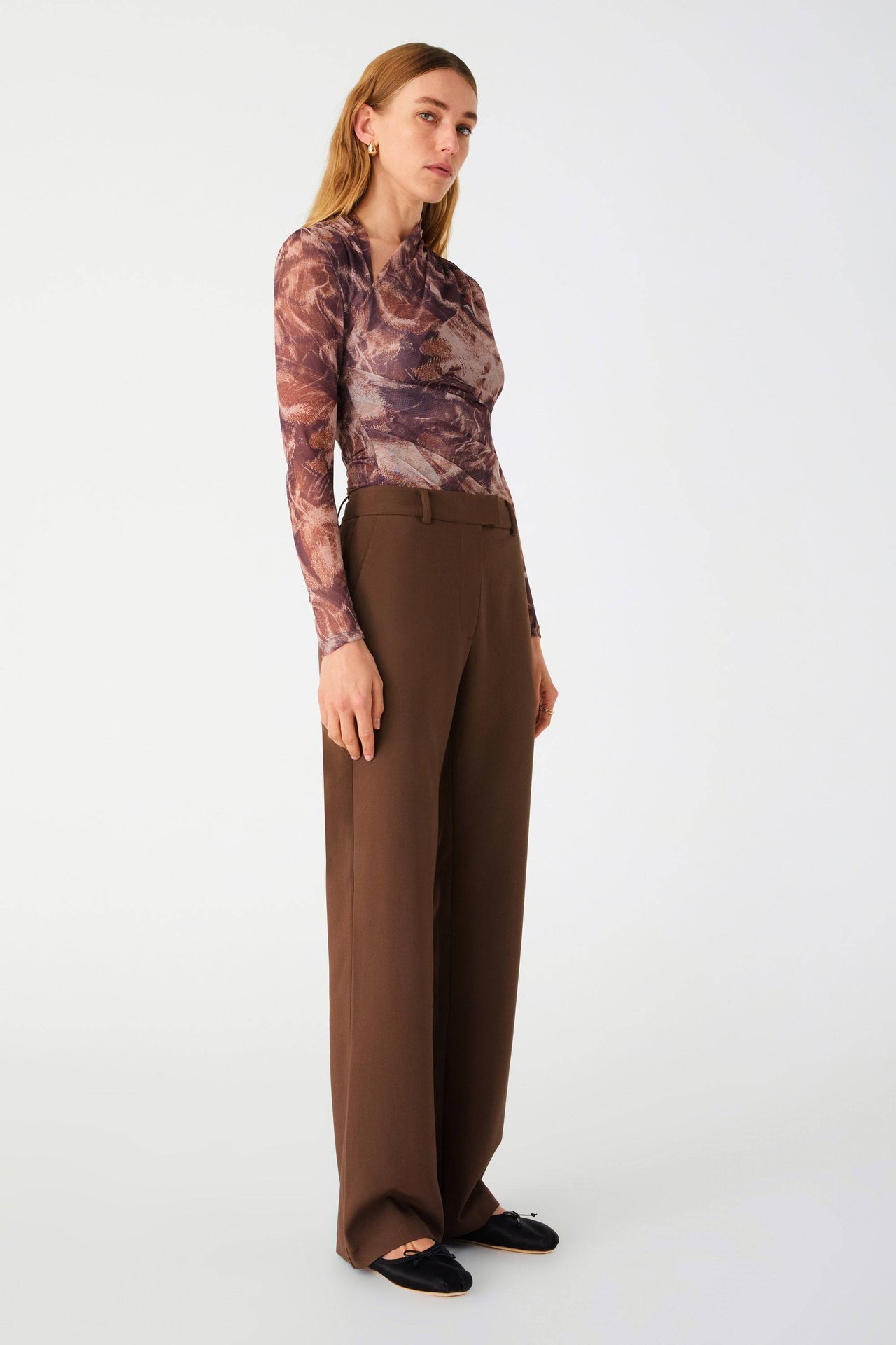 MISHA COLLECTION Misha Collection Kyle Mesh Top - Abstract Dream Print Mocha BELLA n' BEAR