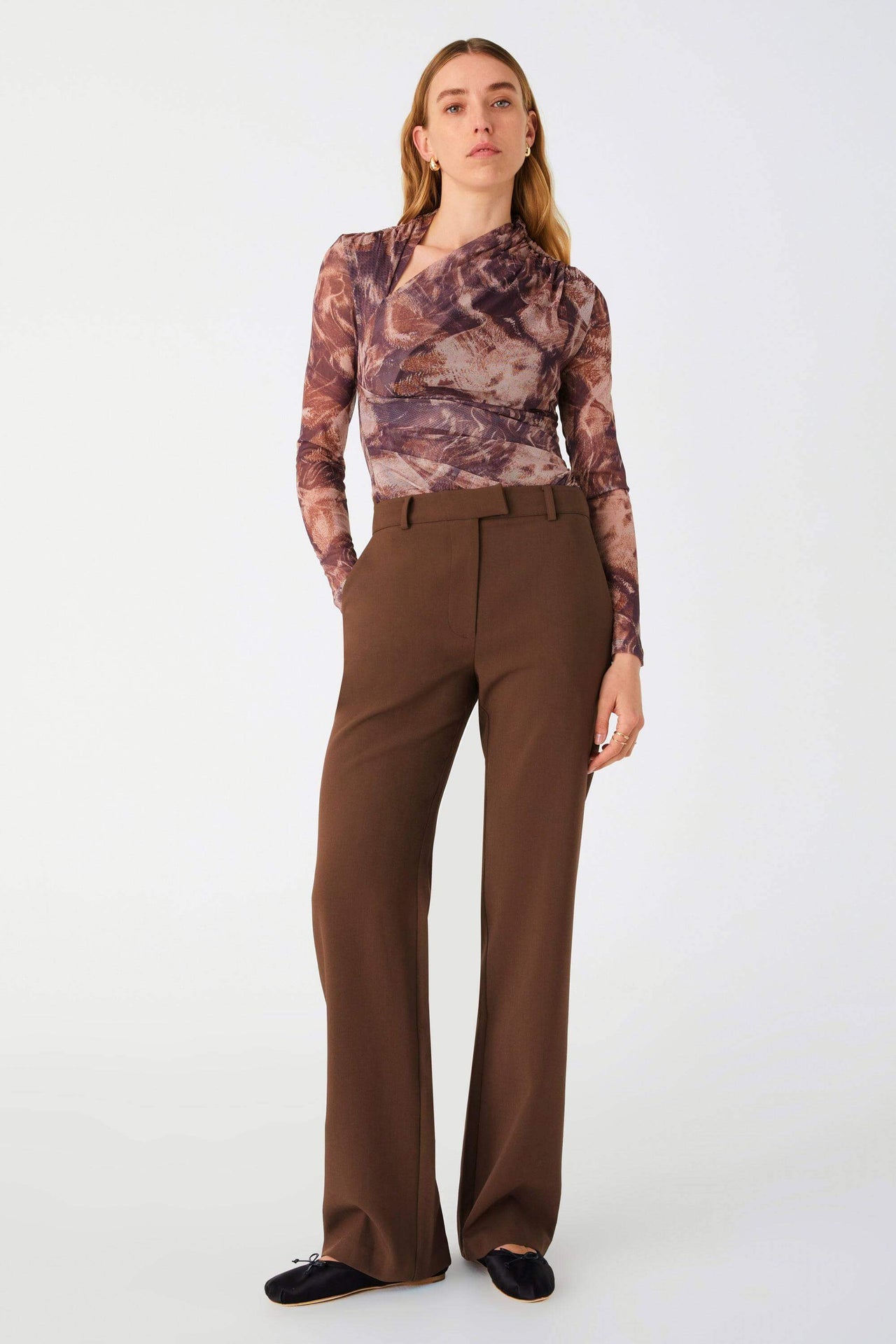 MISHA COLLECTION Misha Collection Kyle Mesh Top - Abstract Dream Print Mocha BELLA n' BEAR