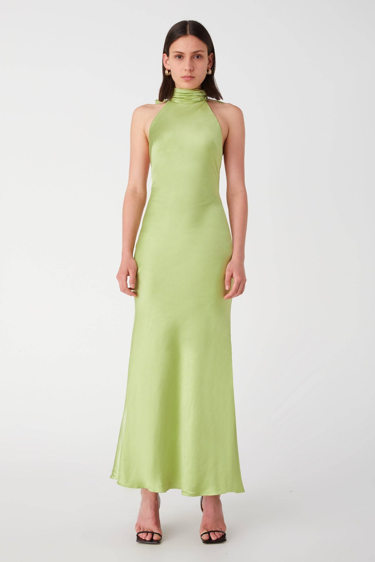 MISHA COLLECTION Misha Collection Evianna Satin Gown - Bold Lime Green BELLA n' BEAR