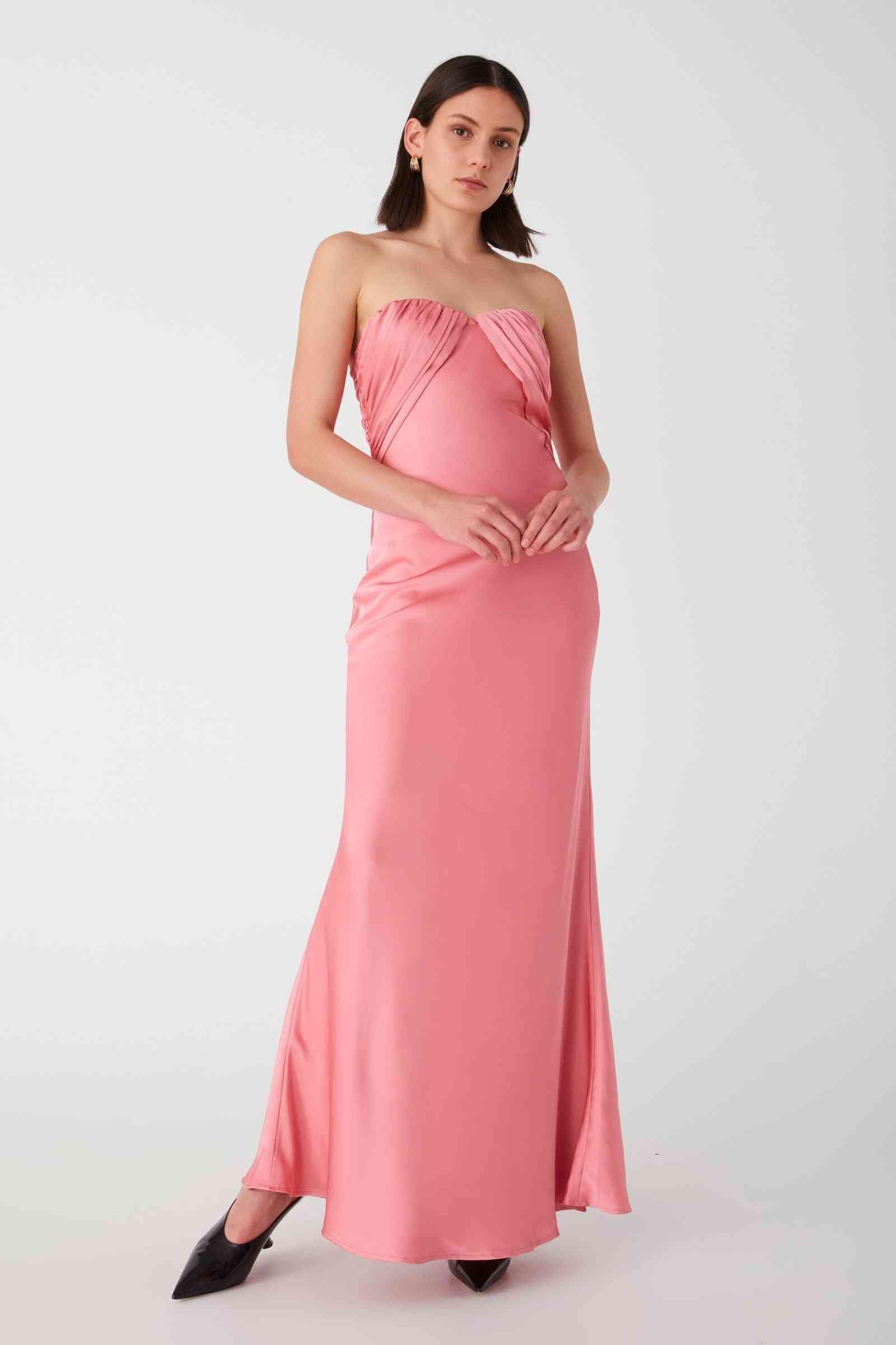 BELLA n' BEAR Misha Collection Livia Satin Maxi Dress - Conch Shell Pink BELLA n' BEAR