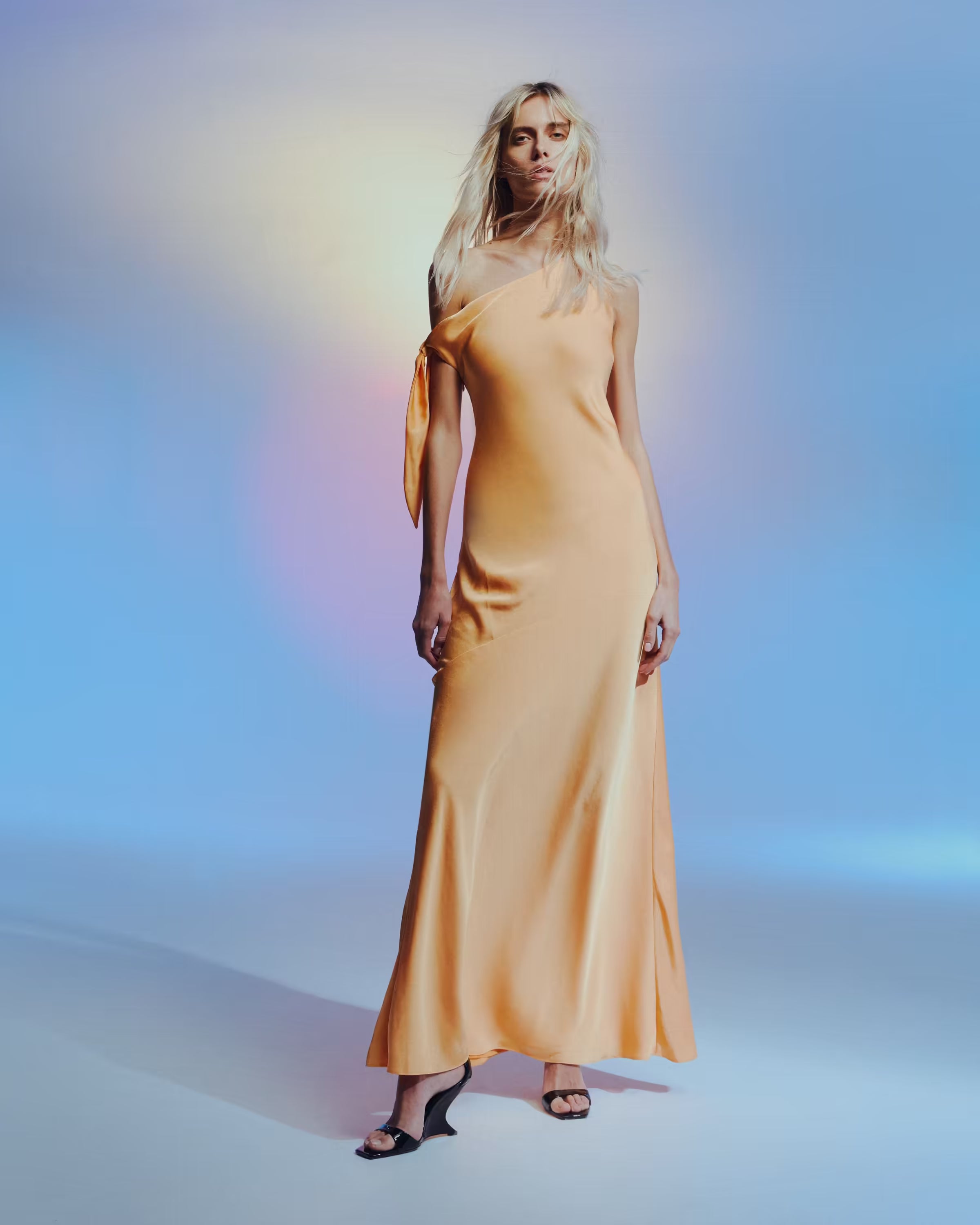Zhuri Satin Dress - Tangerine