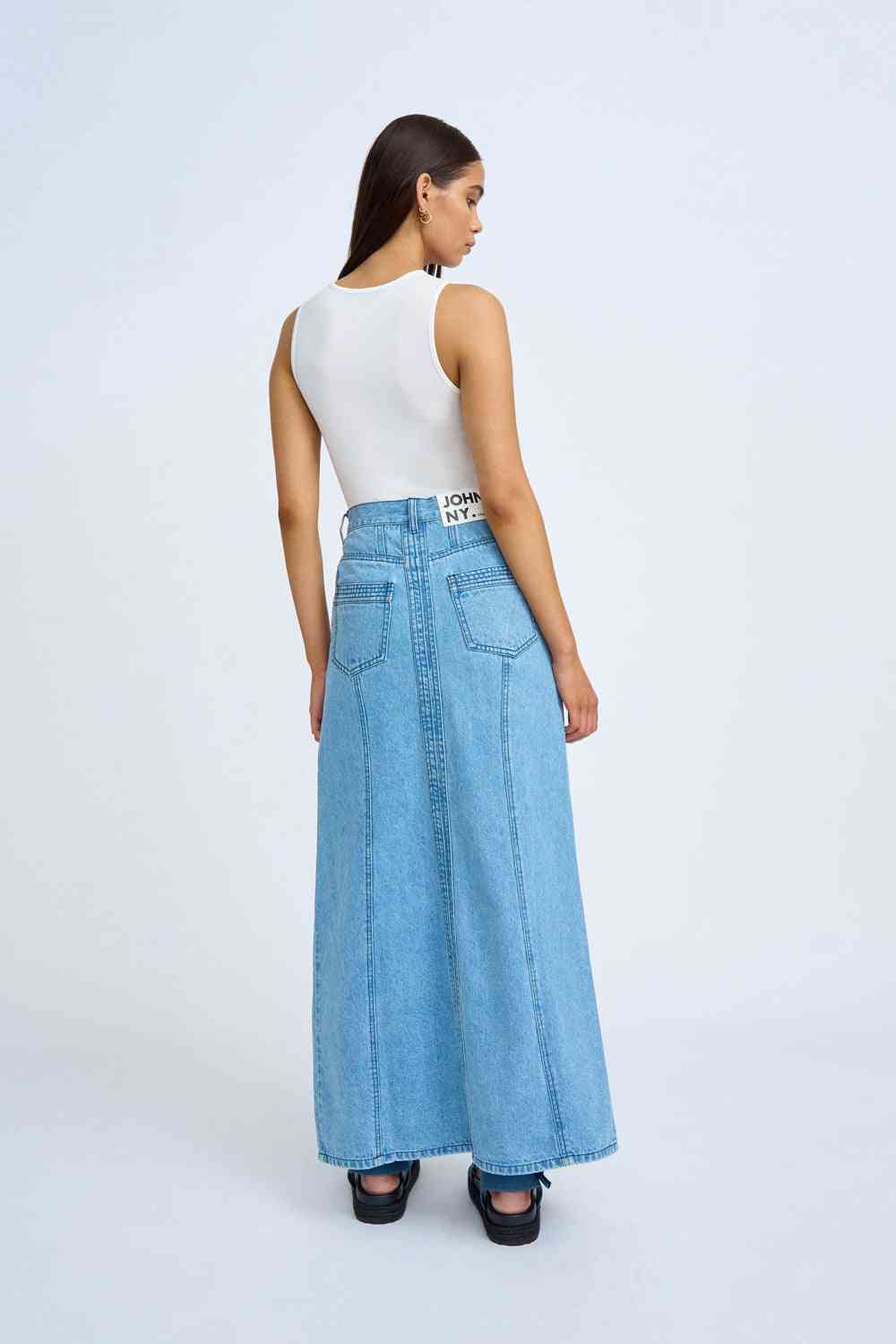 BY JOHNNY By Johnny Blue Jean Beauty A-Line Skirt - Blue Wash BELLA n' BEAR