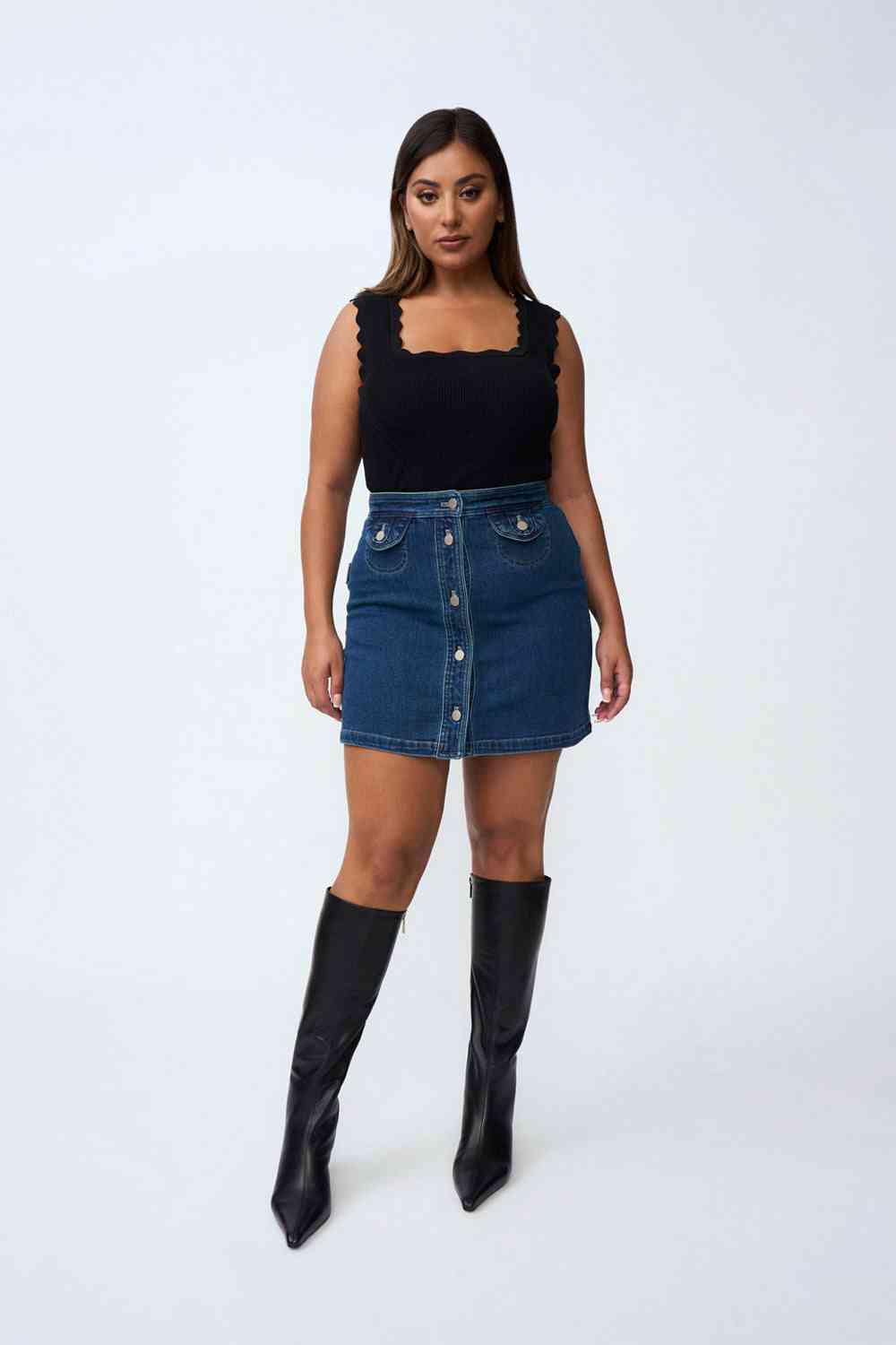 BY JOHNNY By Johnny Daze Denim Pipe Mini Skirt - Indigo BELLA n' BEAR