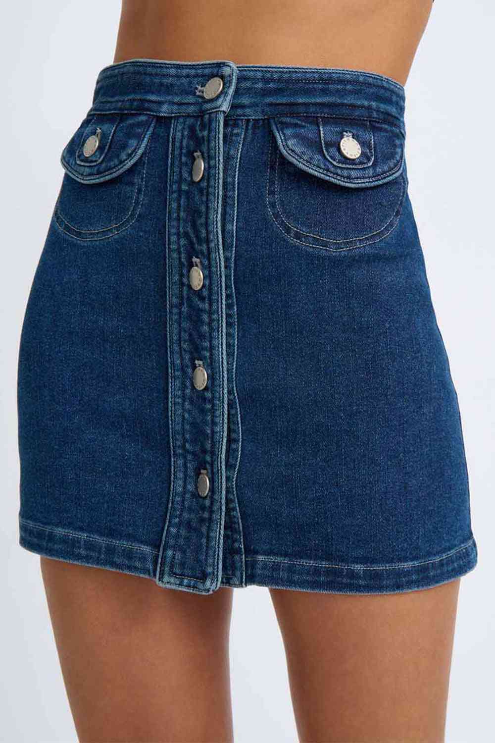 BY JOHNNY By Johnny Daze Denim Pipe Mini Skirt - Indigo BELLA n' BEAR