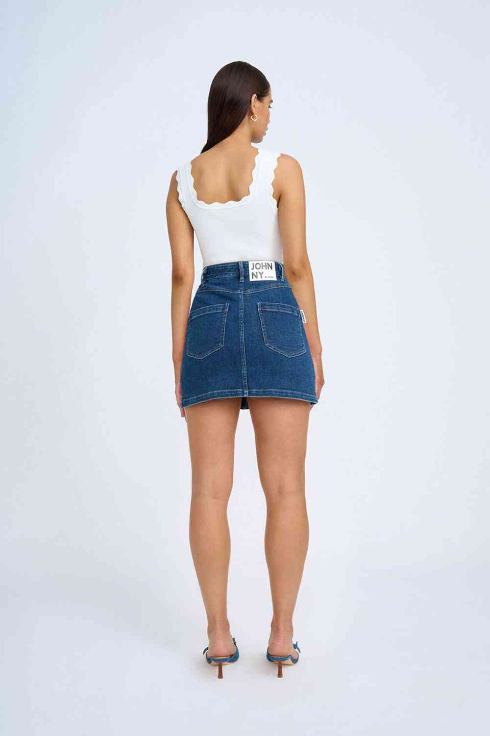 BY JOHNNY By Johnny Daze Denim Pipe Mini Skirt - Indigo BELLA n' BEAR