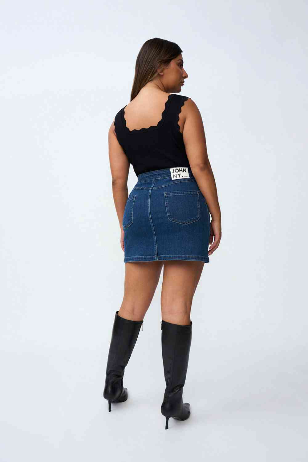 BY JOHNNY By Johnny Daze Denim Pipe Mini Skirt - Indigo BELLA n' BEAR