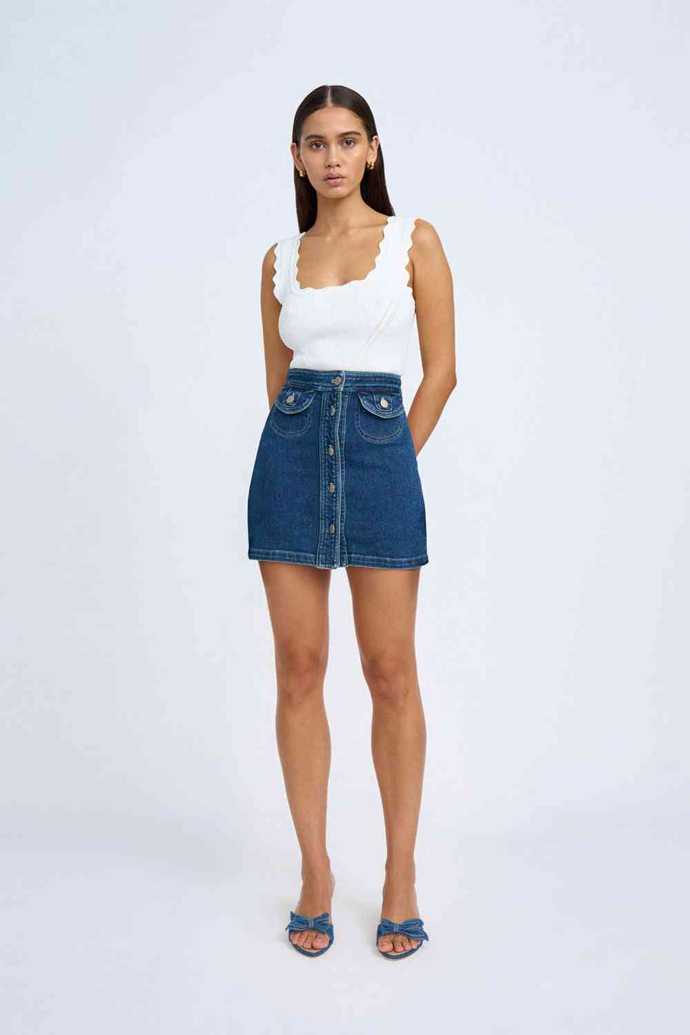 BY JOHNNY By Johnny Daze Denim Pipe Mini Skirt - Indigo BELLA n' BEAR