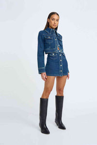 Thumbnail for BY JOHNNY By Johnny Daze Denim Pipe Mini Skirt - Indigo BELLA n' BEAR