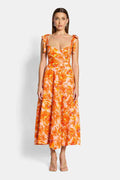 Sofia Das Label Genevieve Midi-Kleid-Orange Bloom