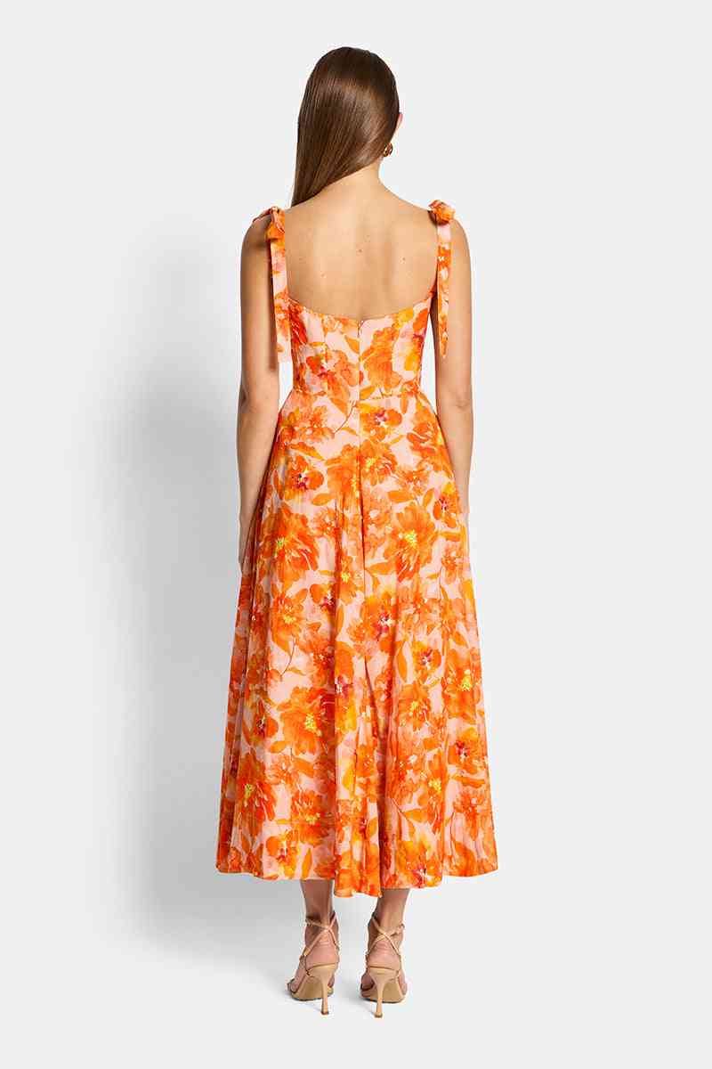 SOFIA THE LABEL Sofia The Label Genevieve Midi Dress - Orange Bloom BELLA n' BEAR