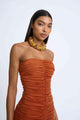 BY JOHNNY By Johnny Gloria Gathered Strapless Midi Dress - Deep Clay BELLA n' BEAR