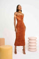 BY JOHNNY By Johnny Gloria Gathered Strapless Midi Dress - Deep Clay BELLA n' BEAR