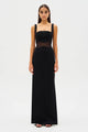 Damita Bonded Crepe and Mesh Maxi Dress