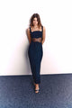 Damita Bonded Crepe and Mesh Maxi Dress