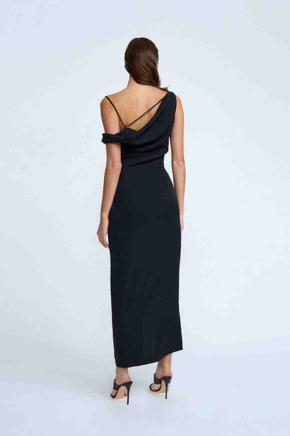 BY JOHNNY By Johnny Nadel Asymmetric Split Gown - Black BELLA n' BEAR