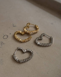 Thumbnail for LUV AJ Luv Aj Diamond Heart Bijoux Hoops - Gold BELLA n' BEAR