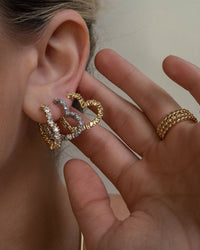 Thumbnail for LUV AJ Luv Aj Diamond Heart Bijoux Hoops - Gold BELLA n' BEAR