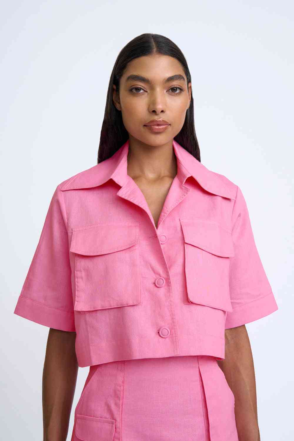 BY JOHNNY By Johnny Pink Salt Pocket Crop Shirt - Pink Salt BELLA n' BEAR