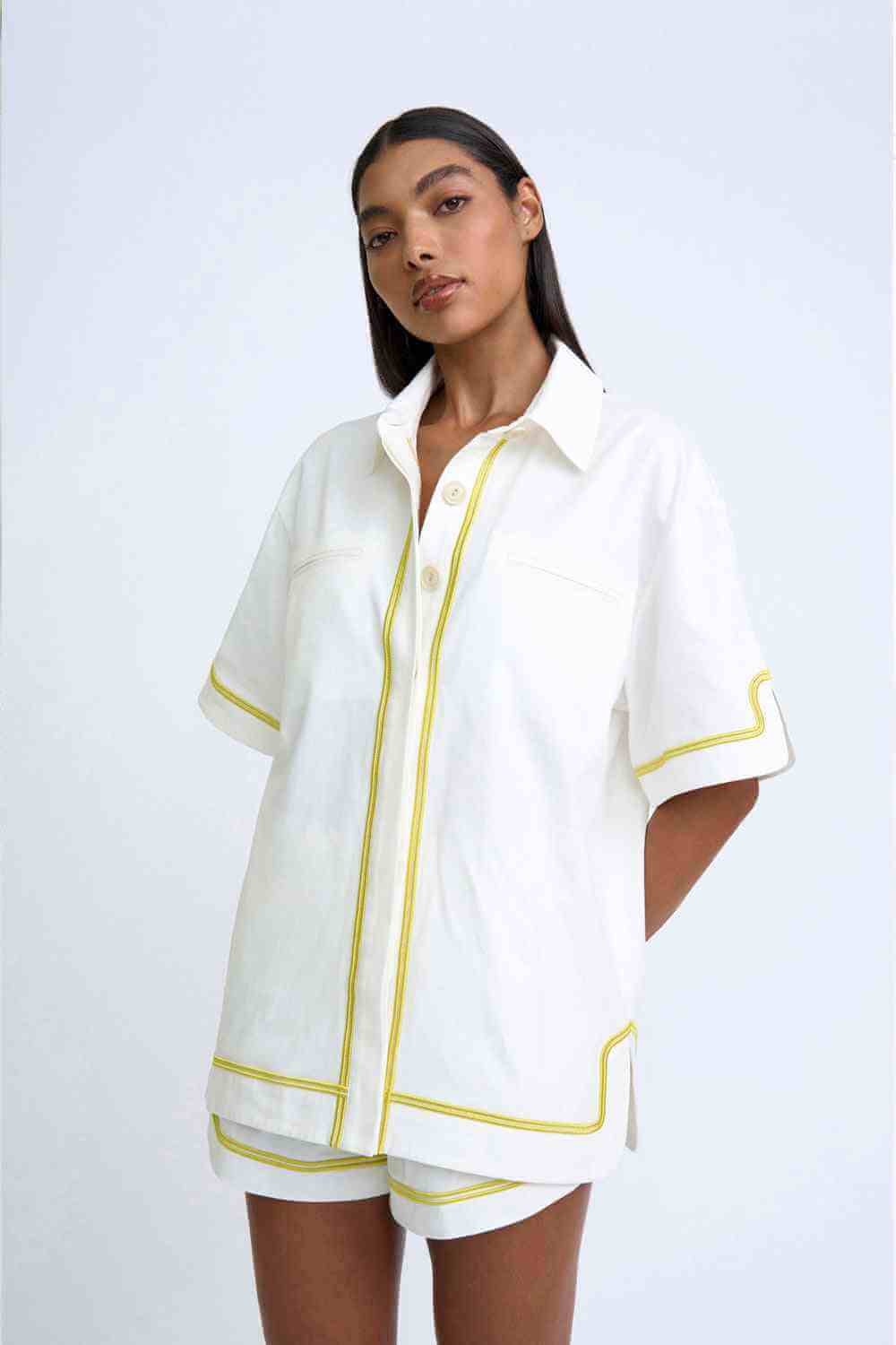 BY JOHNNY By Johnny Pipe Step Embroidered Shirt - Ivory Primrose BELLA n' BEAR