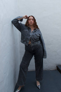 Thumbnail for BY JOHNNY By Johnny Rebel Crop Jacket - Grey Stone Wash BELLA n' BEAR