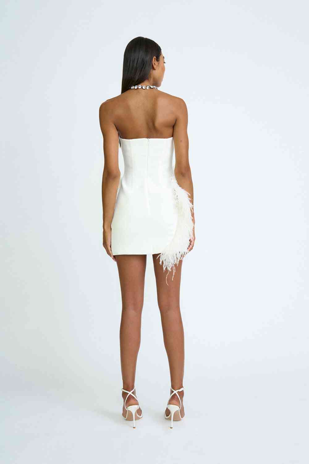 BY JOHNNY By Johnny Sadira Spiral Feather Mini Dress - Ivory BELLA n' BEAR