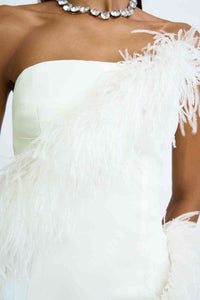 Thumbnail for BY JOHNNY By Johnny Sadira Spiral Feather Mini Dress - Ivory BELLA n' BEAR