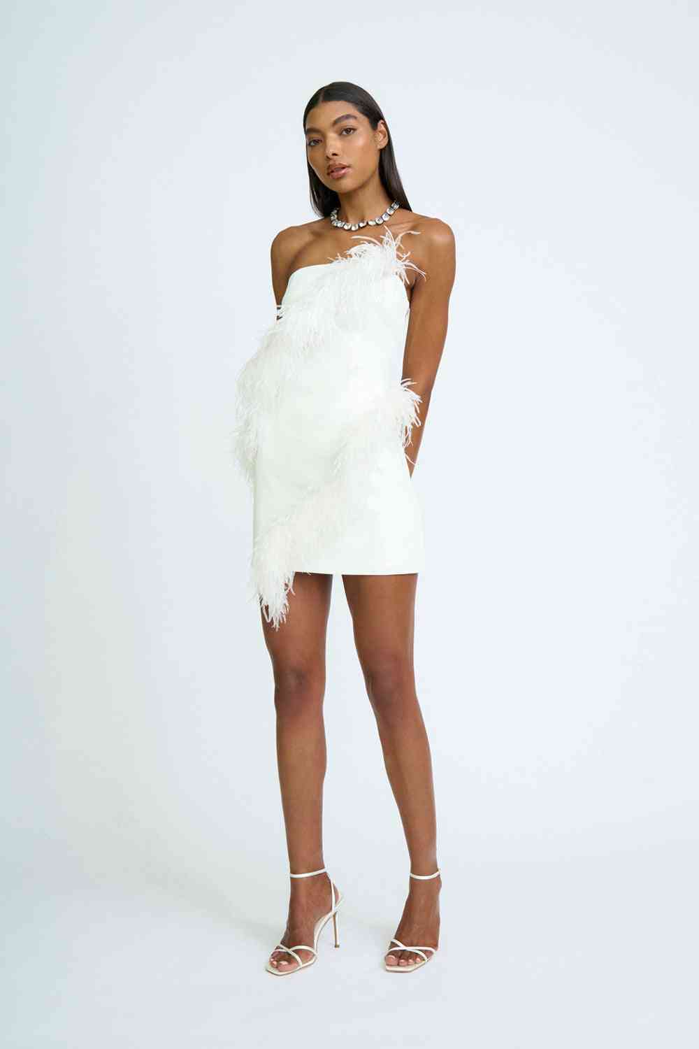 BY JOHNNY By Johnny Sadira Spiral Feather Mini Dress - Ivory BELLA n' BEAR