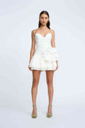 By Johnny Samantha Ruffle Mini vestido-Ivory