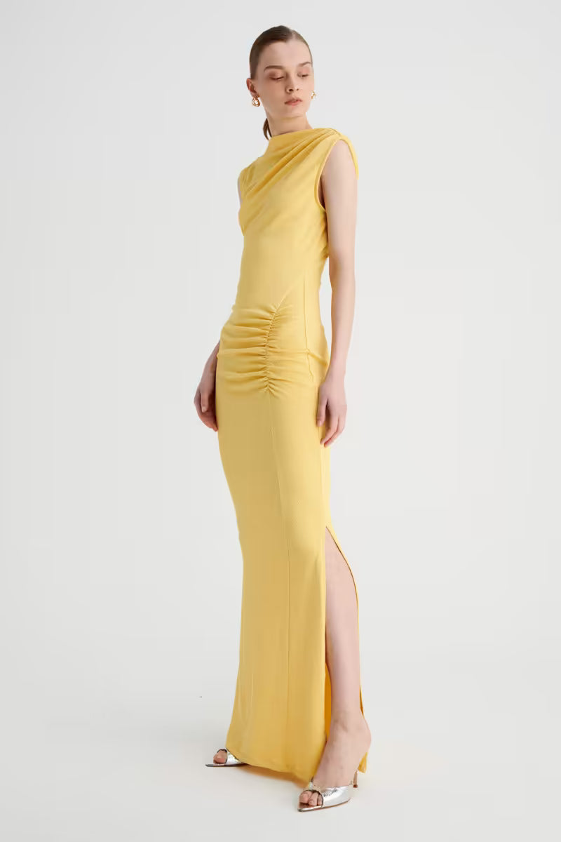 Vega Rouched Front Midi Dress Butter | Suboo BELLA n' BEAR Vega Rouched Front Midi Dress Butter | Suboo BELLA n' BEAR