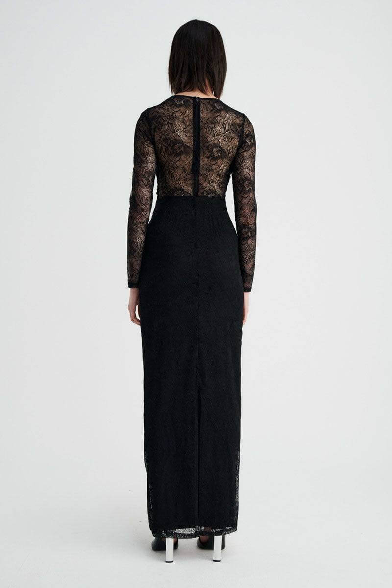 SUBOO Suboo Gemini Long-sleeve Twist Front Lace Maxi Dress - Black BELLA n' BEAR