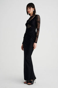 Thumbnail for SUBOO Suboo Gemini Long-sleeve Twist Front Lace Maxi Dress - Black BELLA n' BEAR