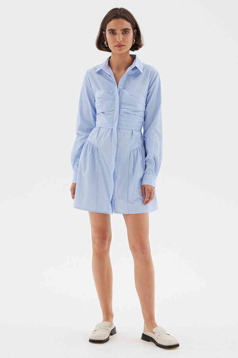 SOVERE STUDIO Sovere Evermore Corset Shirt Dress - Mid Blue BELLA n' BEAR