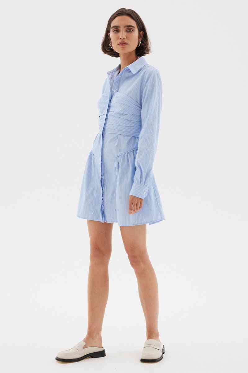 SOVERE STUDIO Sovere Evermore Corset Shirt Dress - Mid Blue BELLA n' BEAR