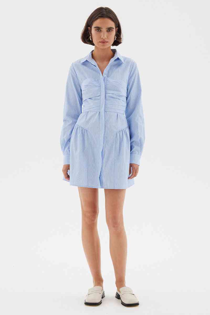 SOVERE STUDIO Sovere Evermore Corset Shirt Dress - Mid Blue BELLA n' BEAR