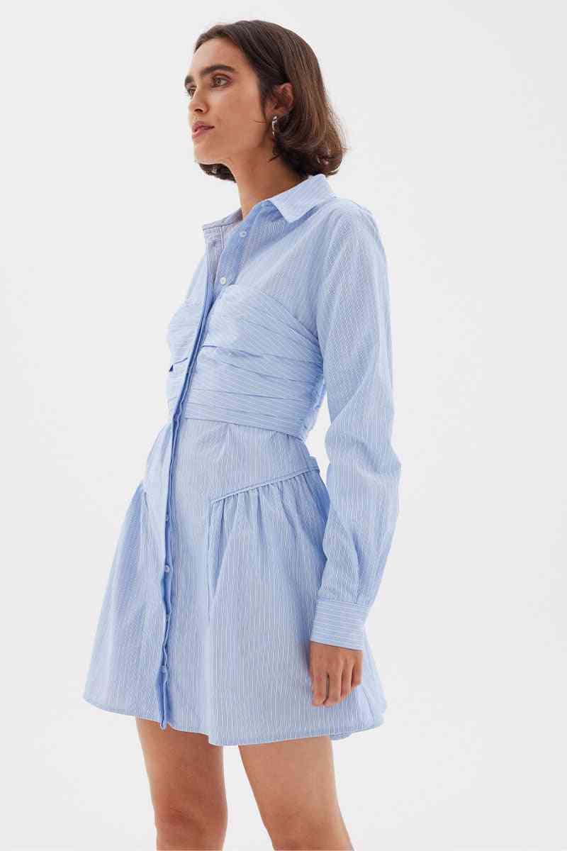 SOVERE STUDIO Sovere Evermore Corset Shirt Dress - Mid Blue BELLA n' BEAR