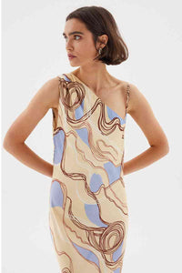 Thumbnail for SOVERE STUDIO Sovere Studio Expression Asymmetric Slip Dress - Custard/Blue BELLA n' BEAR