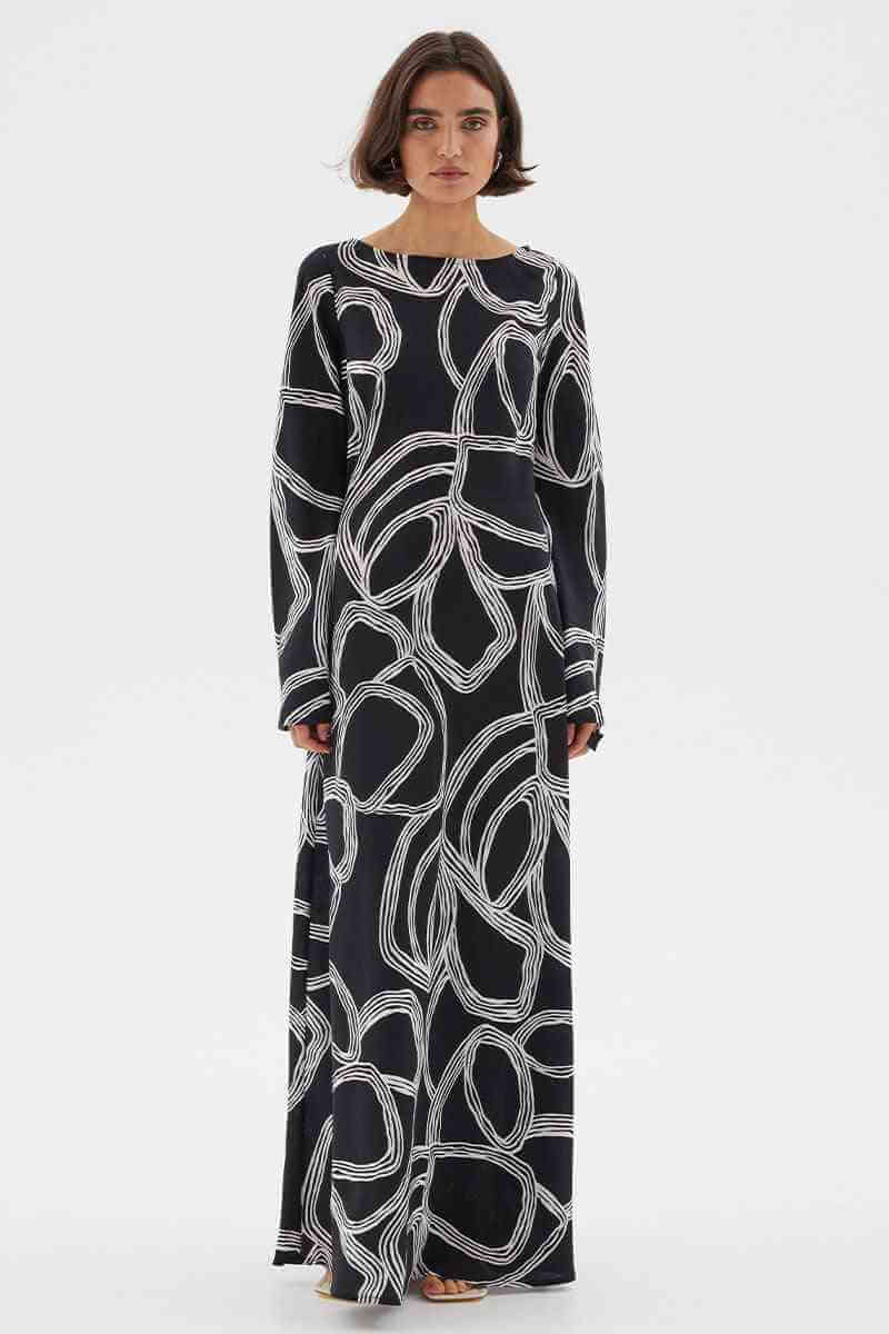 SOVERE STUDIO Sovere Studio Sgraffito Bias Maxi Dress - Black BELLA n' BEAR