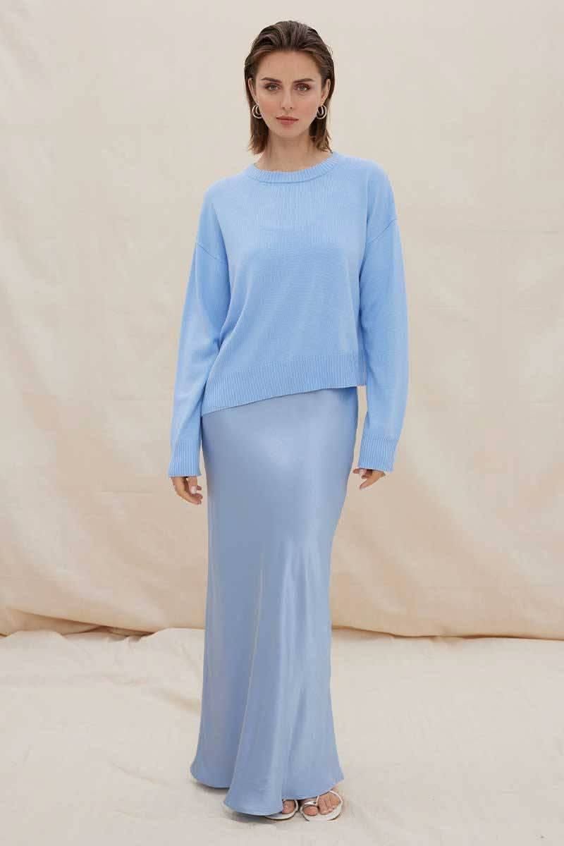 SOVERE STUDIO Sovere Rhyme Combo Slip Knit Dress - Dawn Blue BELLA n' BEAR