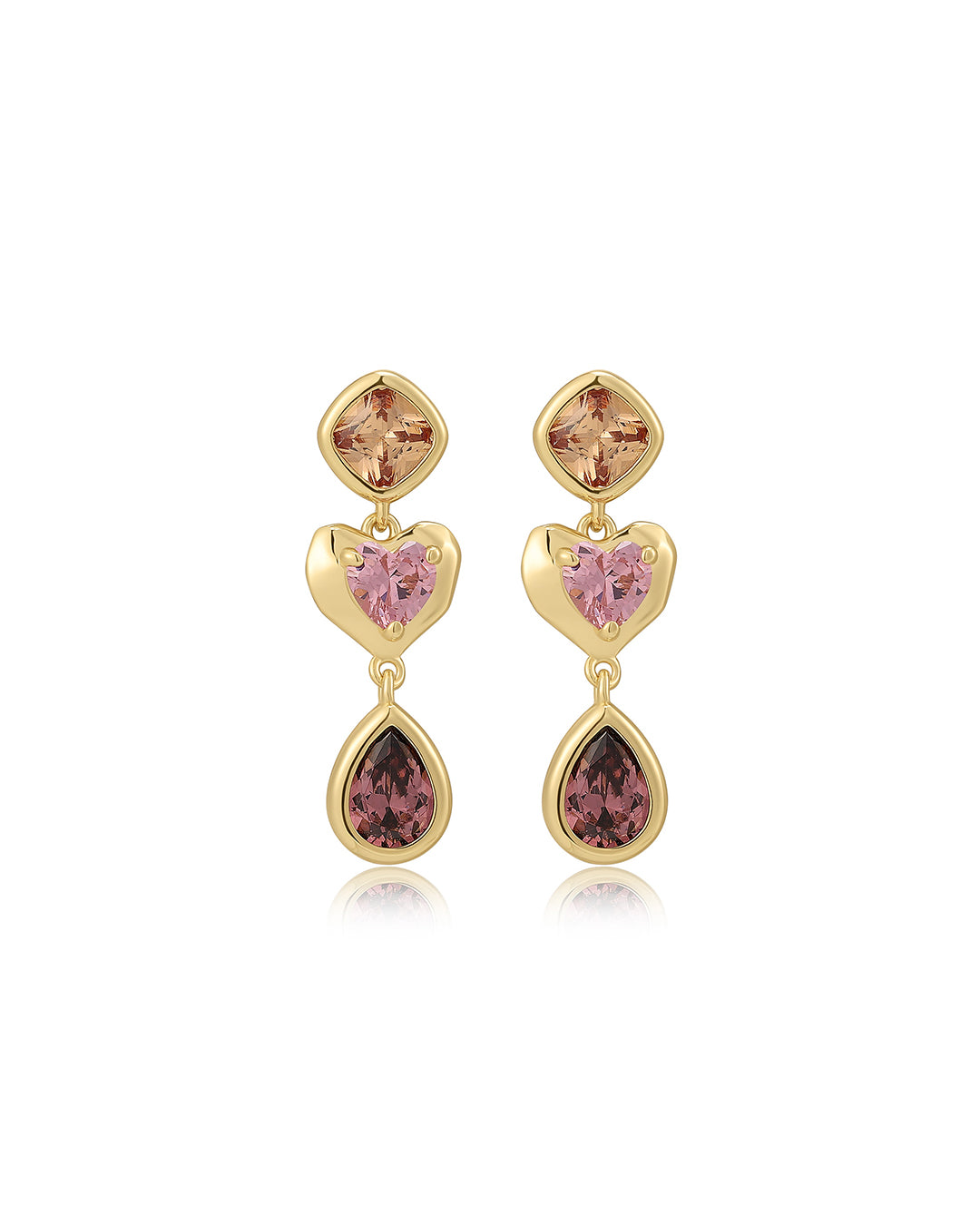 Luv Aj The Heart Stone Studs - Gold