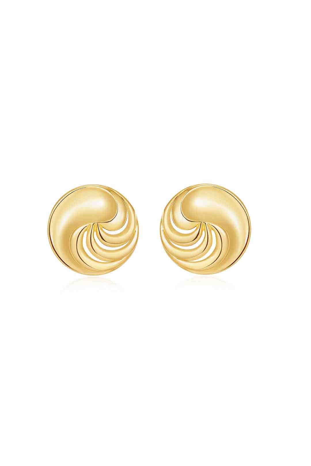 a pair of gold Luv Aj The Leila Studs on a white background