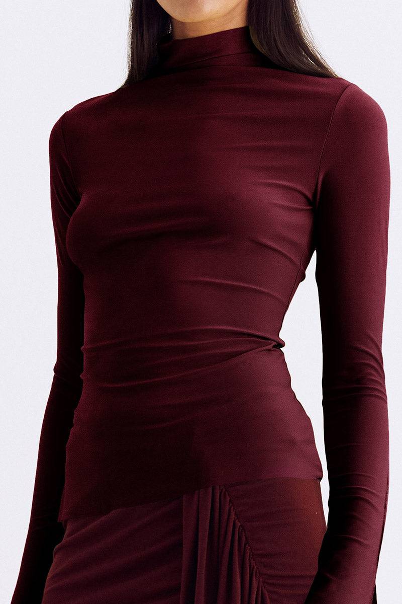 SUBOO Suboo Theta Mock Neck Long Sleeve Top - Mulberry BELLA n' BEAR