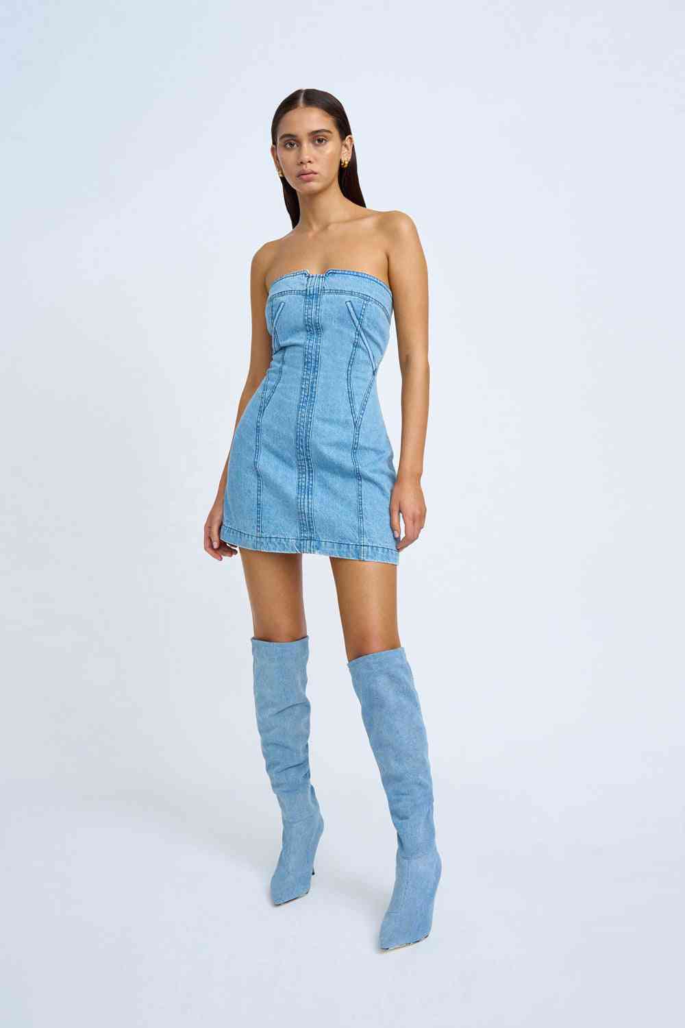 BY JOHNNY By Johnny Vivienne Denim Mini Dress - Blue Wash BELLA n' BEAR