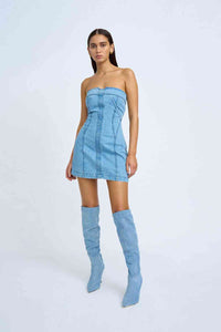 Thumbnail for BY JOHNNY By Johnny Vivienne Denim Mini Dress - Blue Wash BELLA n' BEAR