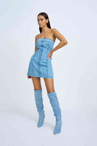 Thumbnail for BY JOHNNY By Johnny Vivienne Denim Mini Dress - Blue Wash BELLA n' BEAR